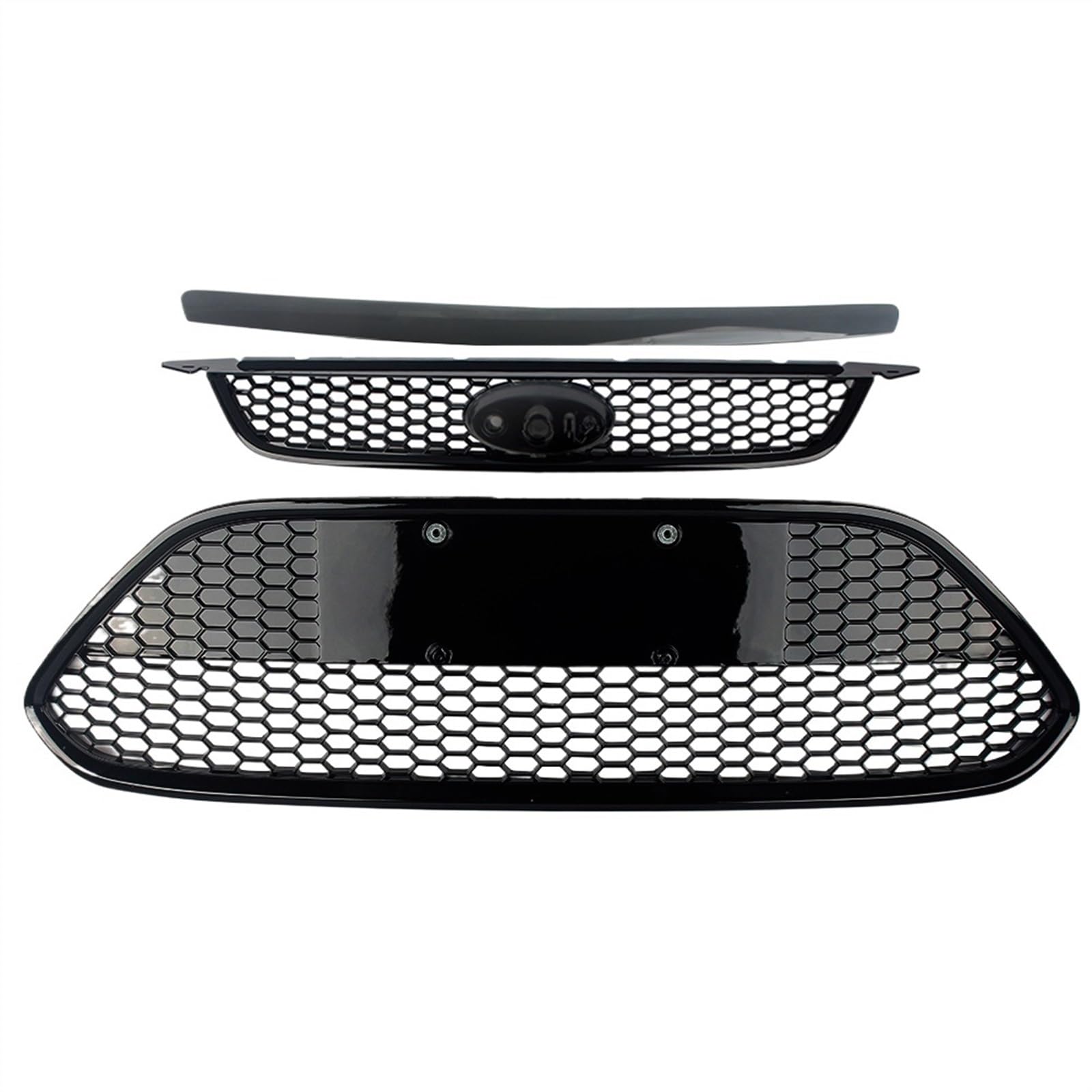 NIONGYN Auto Kühlergrill Kompatibel Mit Ford Für Focus 2009 2010 2011 2012 2013 2014 2015 Auto Oberen Unteren Gitter Stoßstange Waben Front Abdeckung Trim Ersatz von NIONGYN