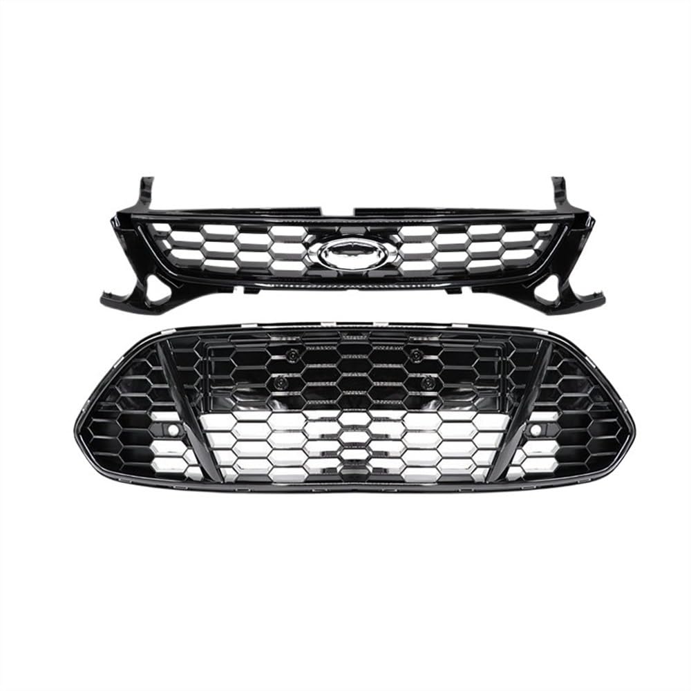 NIONGYN Auto Kühlergrill Kompatibel Mit Ford Für Mondeo 2011 2012 2013 Für MK4 Auto Obere Untere Mitte Wabengitter Stoßfänger Kühlergrill Frontgrill Zierstreifen Abdeckung(Front and Lower) von NIONGYN