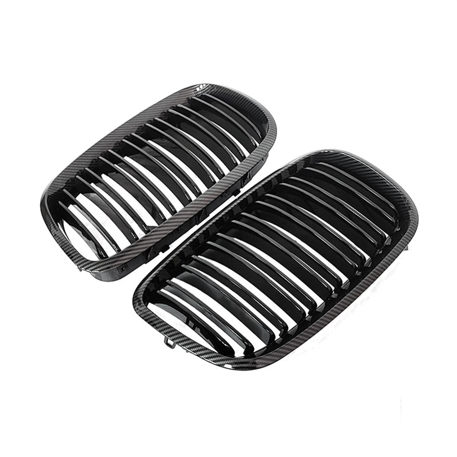 NIONGYN Auto Kühlergrill Kompatibel Mit X5 E70 2007 2008 2009 2010 2011 2012 2013 Für X6 E71 E72 2008 2009 2010 2011 2012 2013 2014 Auto Vorne Nieren Kühlergrill(Double Line Carbon) von NIONGYN