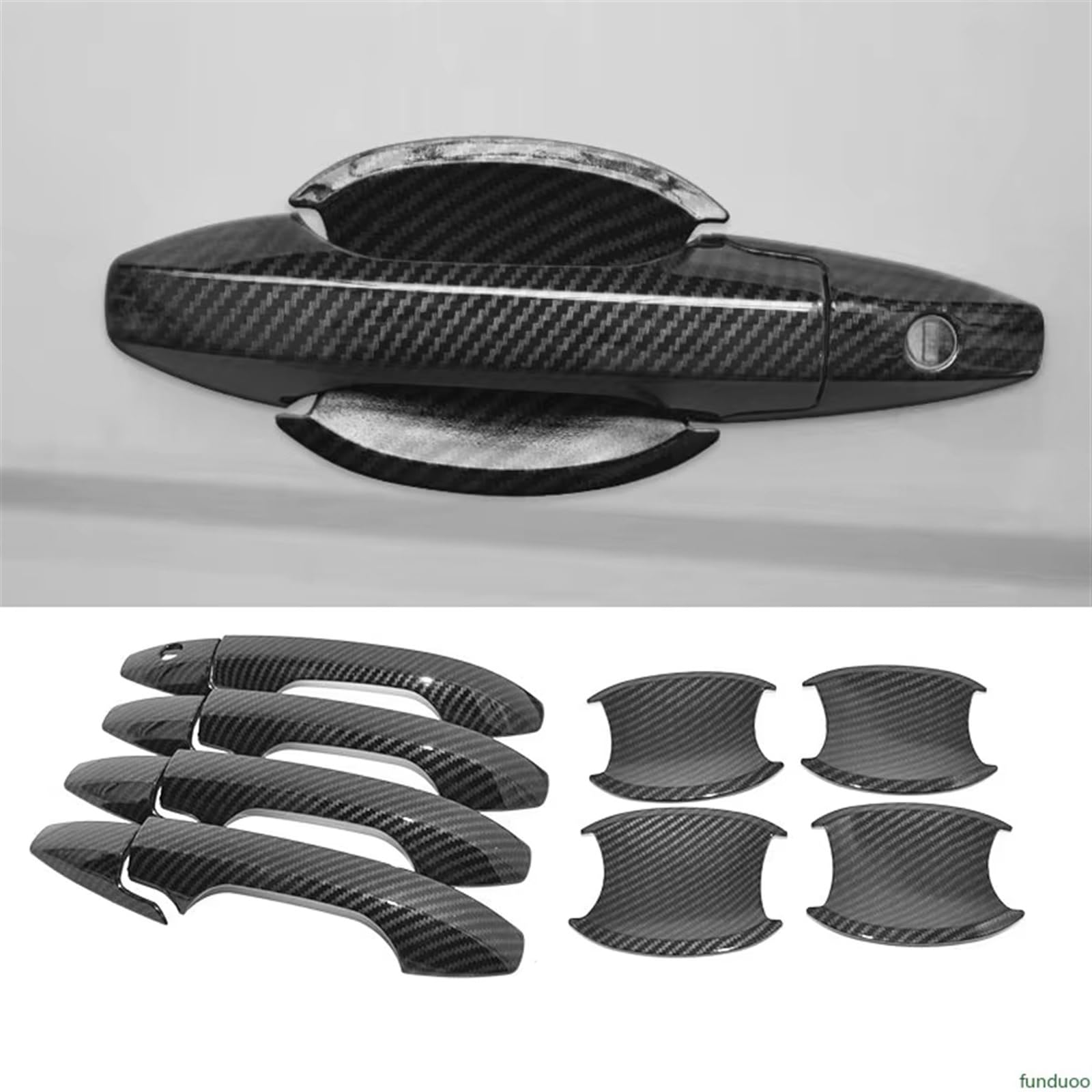 NIONGYN Griffabdeckung Zierleiste Kompatibel Mit CRV Für CR-V 2007-2011, Glänzend Schwarz, Karbonfaser, Chrom, Autotürgriffabdeckung, Dekor, Zieraufkleber, Styling-Zubehör(Carbon Fiber,Combinations) von NIONGYN