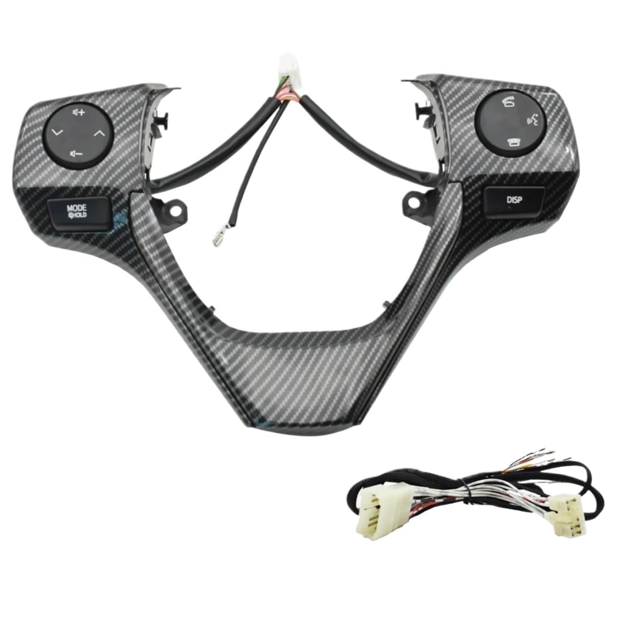 NIONGYN Kompatibel Mit Toyota Für Corolla Für RAV4 2014 2015. Multifunktions-Lenkradtasten Für Das Auto. Telefon-Audio-Steuertaste 84250-02560.(1 Set Carbon Fiber) von NIONGYN