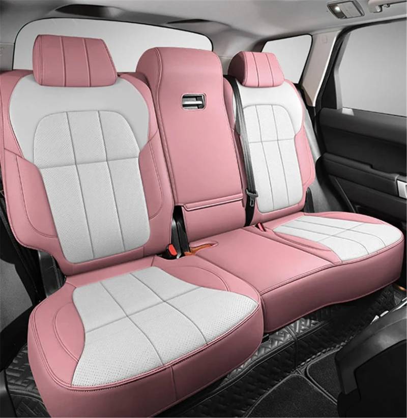 NIONGYN Set Autositzbezüge Kompatibel Mit Mitsubishi Für Outlander 2023 Autositzbezug 360 ° Surround Auto Accesorios Innenschutzpolster Auto Vorder- Und Rücksitzbezug(Pink,Rear) von NIONGYN