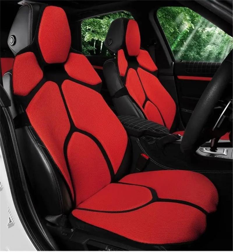 NIONGYN Set Autositzbezüge Universal Atmungsaktive Auto Sitzkissen Stuhl Sitz Pad Fahrzeug Auto Seat Protector Automobil Innen Auto Sitz Schutz Pads(Red) von NIONGYN