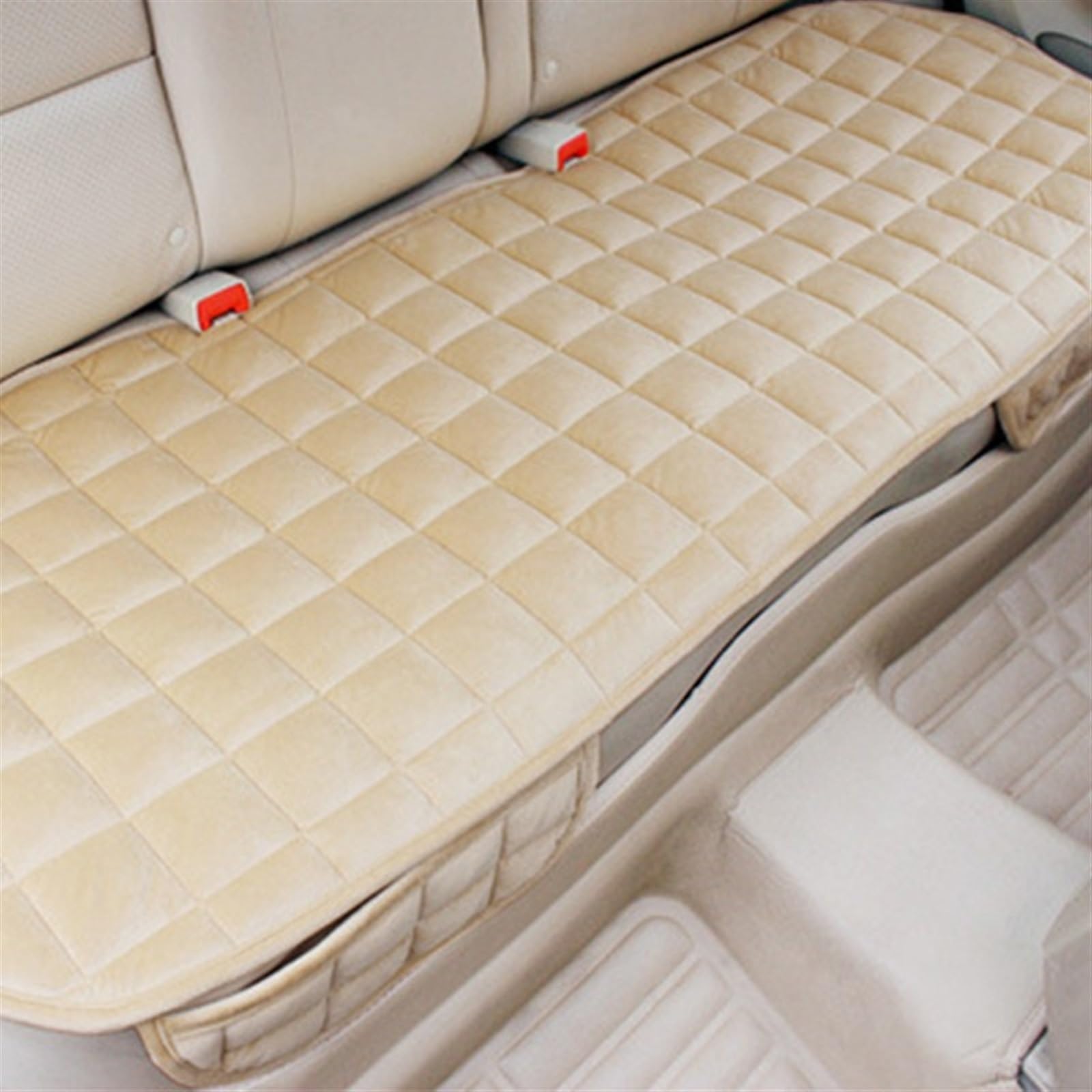 NIONGYN Set Autositzbezüge Universal Auto Sitzbezug Vorne RearWarm Auto Rücksitz Schutz Matte Innen Sitzen Pad Für LKW SUV Van Auto Sitzkissen Auto Zubehör(Beige,1pc Rear) von NIONGYN