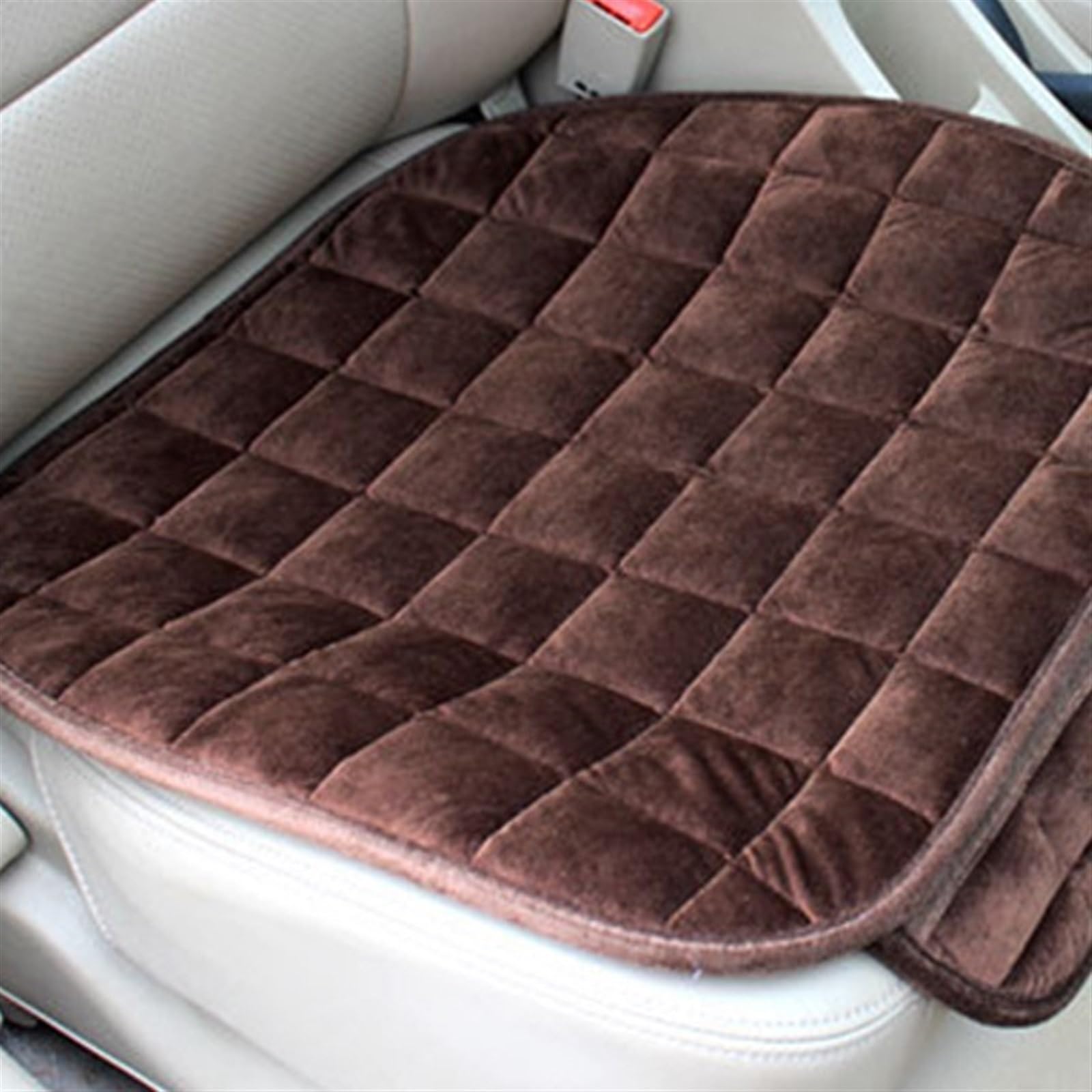 NIONGYN Set Autositzbezüge Universal Auto Sitzbezug Vorne RearWarm Auto Rücksitz Schutz Matte Innen Sitzen Pad Für LKW SUV Van Auto Sitzkissen Auto Zubehör(Brown,1pc Front) von NIONGYN