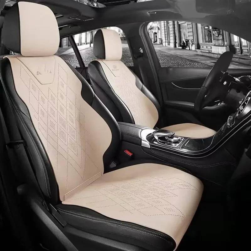 NIONGYN Set Autositzbezüge Universal Autositzbezüge Atmungsaktive Sitzkissen Pad Komplettset Auto Stuhl Matte Dekoration Vier Jahreszeiten Universal Autositz Schutzpolster(Beige) von NIONGYN