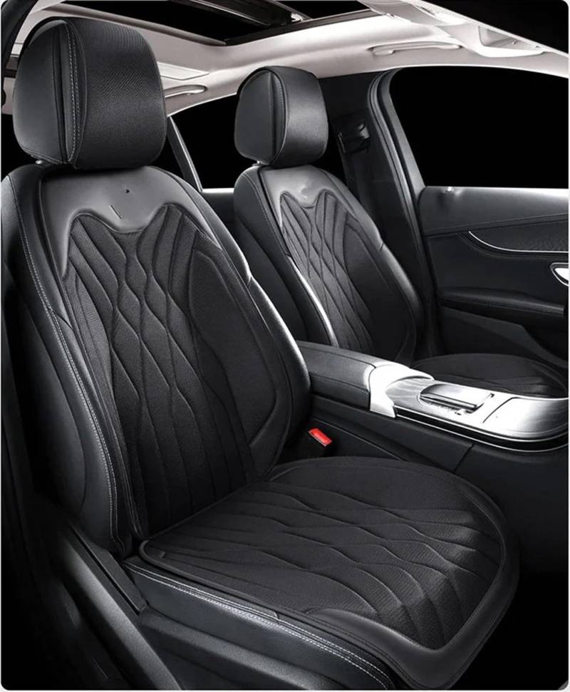 Set Autositzbezüge Universal Auto Sitzkissen Pad Nette Sitzbezüge Atmungsaktive Schlanke Auto Stuhl Matte Vier Jahreszeiten Auto Vorne/hinten Sitz Abdeckung Auto Zubehör(Black,2pc front seat pad) von NIONGYN