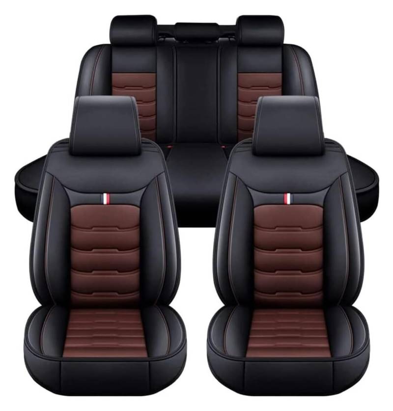 Auto Sitzbezüge für V-W Golf 8 Variant/Golf Variant R R-Line Wagon, Leder Autositzbezüge Sets, 5 Sitzer Schonbezüge Sitzschoner Vorne Hinten Wasserdicht Sitzauflage Accessories(D(Black Coffee)) von NISMIA