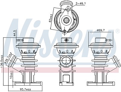 Nissens AGR-Ventil [Hersteller-Nr. 98191] für Citroën, Fiat, Lancia, Peugeot, Suzuki von NISSENS