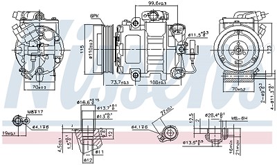 Nissens Kompressor, Klimaanlage [Hersteller-Nr. 89026] für VW, Seat, Audi, Skoda von NISSENS