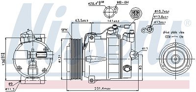 Nissens Kompressor, Klimaanlage [Hersteller-Nr. 89030] für Mercedes-Benz von NISSENS