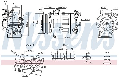 Nissens Kompressor, Klimaanlage [Hersteller-Nr. 890947] für Nissan, Opel, Renault von NISSENS