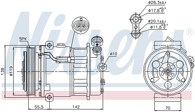 Nissens Kompressor, Klimaanlage [Hersteller-Nr. 89157] für Fiat, Opel von NISSENS