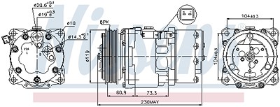 Nissens Kompressor, Klimaanlage [Hersteller-Nr. 89195] für Citroën, Peugeot von NISSENS