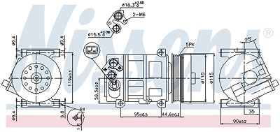 Nissens Kompressor, Klimaanlage [Hersteller-Nr. 89202] für Opel, Lancia, Fiat, Abarth, Alfa Romeo von NISSENS