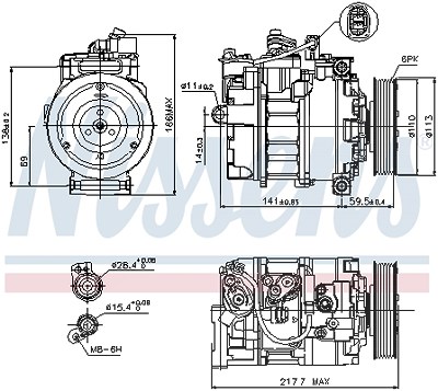 Nissens Kompressor, Klimaanlage [Hersteller-Nr. 89223] für Audi von NISSENS