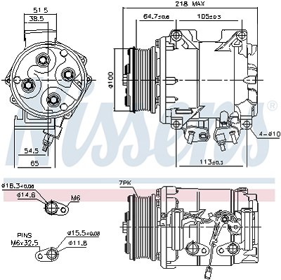 Nissens Kompressor, Klimaanlage [Hersteller-Nr. 89242] für Honda von NISSENS