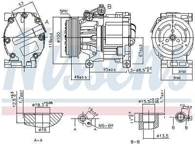 Nissens Kompressor, Klimaanlage [Hersteller-Nr. 89405] für Fiat, Abarth, Lancia, Ford von NISSENS