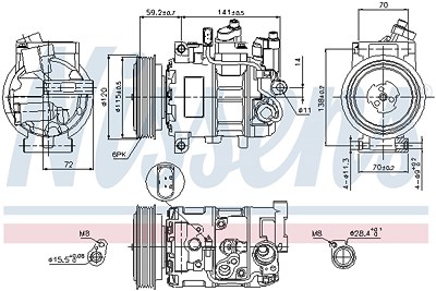 Nissens Kompressor, Klimaanlage [Hersteller-Nr. 89415] für Audi von NISSENS