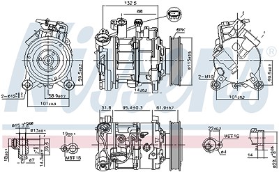 Nissens Kompressor, Klimaanlage [Hersteller-Nr. 89593] für Alpina, BMW von NISSENS