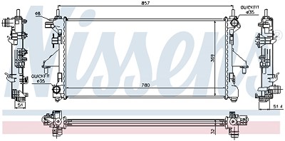 Nissens Kühler, Motorkühlung [Hersteller-Nr. 63555A] für Citroën, Fiat, Peugeot von NISSENS