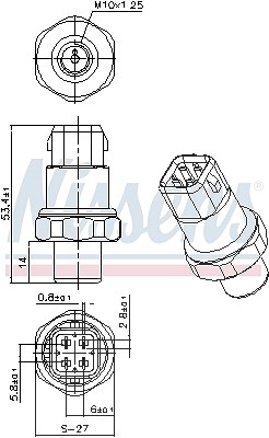 Nissens Druckschalter, Klimaanlage [Hersteller-Nr. 301036] für Audi, Skoda, VW von NISSENS