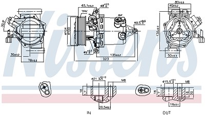 Nissens Kompressor, Klimaanlage [Hersteller-Nr. 890053] für Nissan von NISSENS