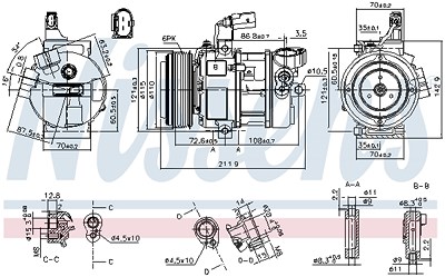 Nissens Kompressor, Klimaanlage [Hersteller-Nr. 890087] für Seat, Skoda, VW von NISSENS