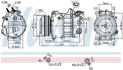 Nissens Kompressor, Klimaanlage [Hersteller-Nr. 890585] für Jaguar, Land Rover von NISSENS