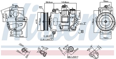 Nissens Kompressor, Klimaanlage [Hersteller-Nr. 890633] für Audi, Seat, Skoda, VW von NISSENS