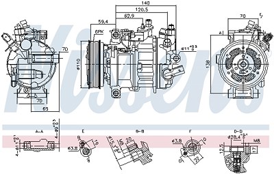 Nissens Kompressor, Klimaanlage [Hersteller-Nr. 890944] für Audi, Cupra, Seat, Skoda, VW von NISSENS