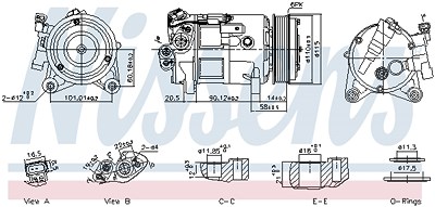 Nissens Kompressor, Klimaanlage [Hersteller-Nr. 891038] für BMW, Mini von NISSENS