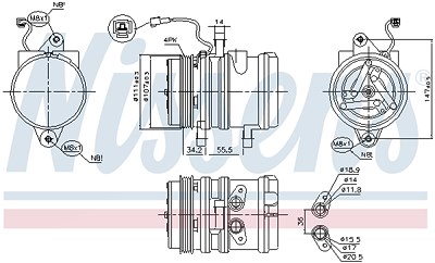 Nissens Kompressor, Klimaanlage [Hersteller-Nr. 89261] für Chevrolet, Daewoo von NISSENS