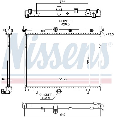 Nissens Kühler, Motorkühlung [Hersteller-Nr. 607030] für Citroën, Ds, Opel, Peugeot von NISSENS