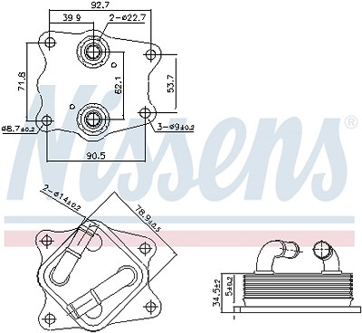 Nissens Ölkühler, Motoröl [Hersteller-Nr. 91442] für Lexus, Toyota von NISSENS