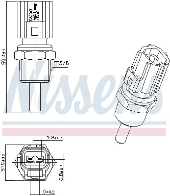 Nissens Sensor, Kühlmitteltemperatur [Hersteller-Nr. 207007] für Citroën, Daihatsu, Hyundai, Mitsubishi, Peugeot, Smart von NISSENS