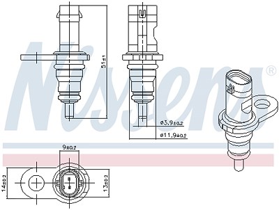 Nissens Sensor, Kühlmitteltemperatur [Hersteller-Nr. 207067] für Audi, Bentley, Cupra, Porsche, Seat, Skoda, VW von NISSENS