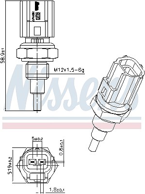 Nissens Sensor, Kühlmitteltemperatur [Hersteller-Nr. 207098] für Citroën, Daihatsu, Lexus, Mazda, Peugeot, Polestar, Subaru, Toyota, Volvo von NISSENS