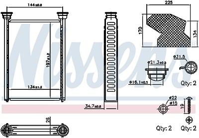 Nissens Wärmetauscher, Innenraumheizung [Hersteller-Nr. 707309] für Opel von NISSENS