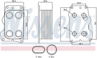 Nissens Ölkühler, Motoröl [Hersteller-Nr. 90740] für Citroën, Fiat, Ford, Lancia, Peugeot, Toyota, Volvo von NISSENS