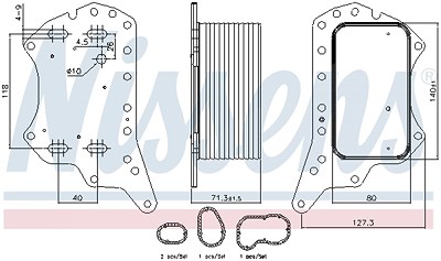 Nissens Ölkühler, Motoröl [Hersteller-Nr. 91125] für Fiat, Mercedes-Benz, Nissan, Opel, Renault von NISSENS