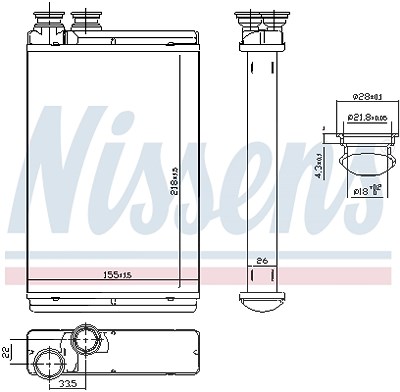 Nissens Wärmetauscher, Innenraumheizung [Hersteller-Nr. 71158] für Citroën, Peugeot von NISSENS