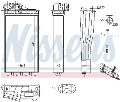 Nissens Wärmetauscher, Innenraumheizung [Hersteller-Nr. 71161] für Citroën, Peugeot, Toyota von NISSENS