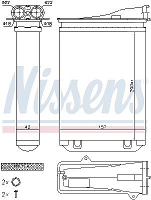 Nissens Wärmetauscher, Innenraumheizung [Hersteller-Nr. 72954] für Citroën, Peugeot von NISSENS