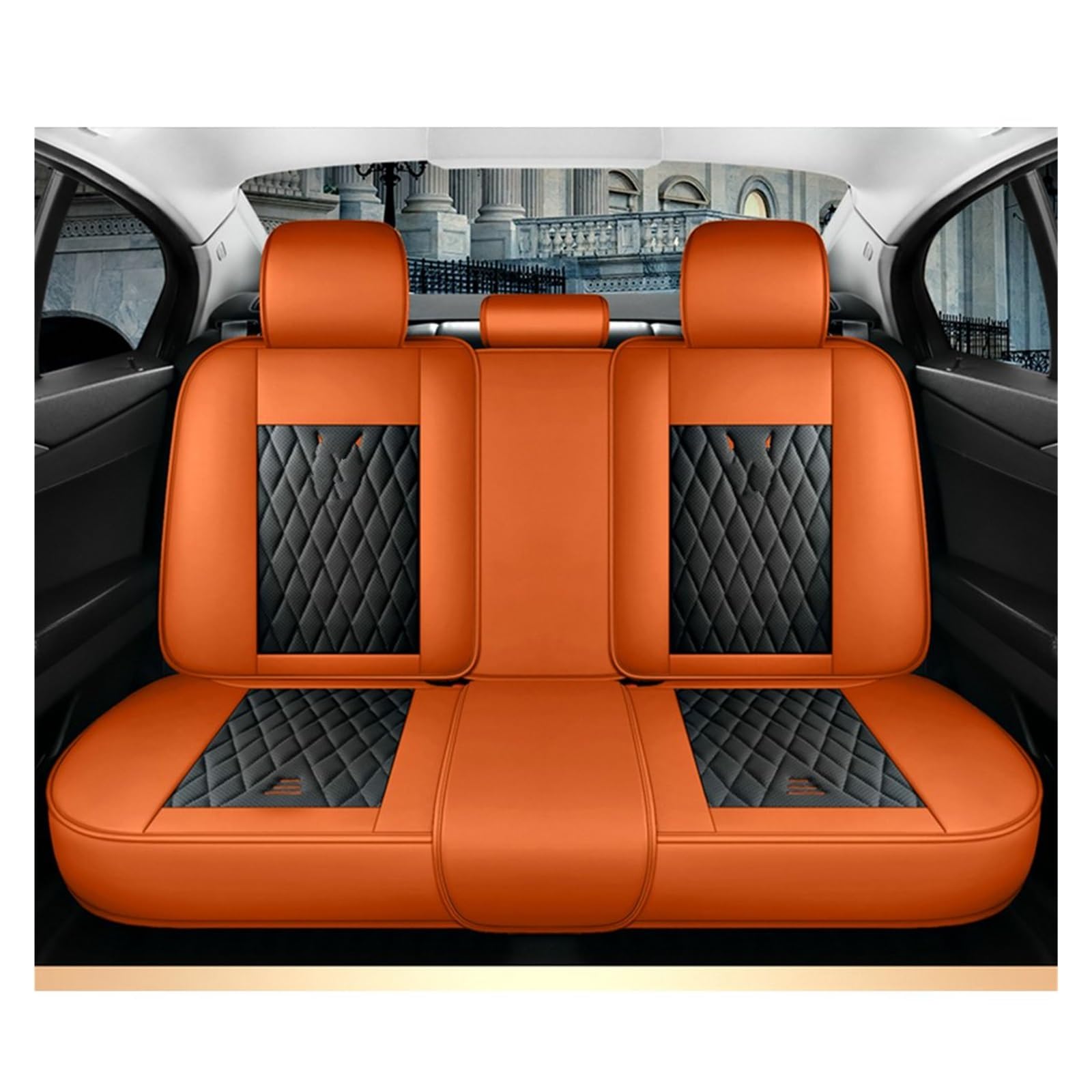 Autositzbezüge Autositzbezüge für Fiesta MK7 Fusion für Focus 3 MK3 für Explorer 5 für Ranger Taurus für Edge für Mondeo NK4 Kuga Innenausstattung für Fahrzeugteile Auto Sitzbezüge(Black Orange Rear) von NITRIMS