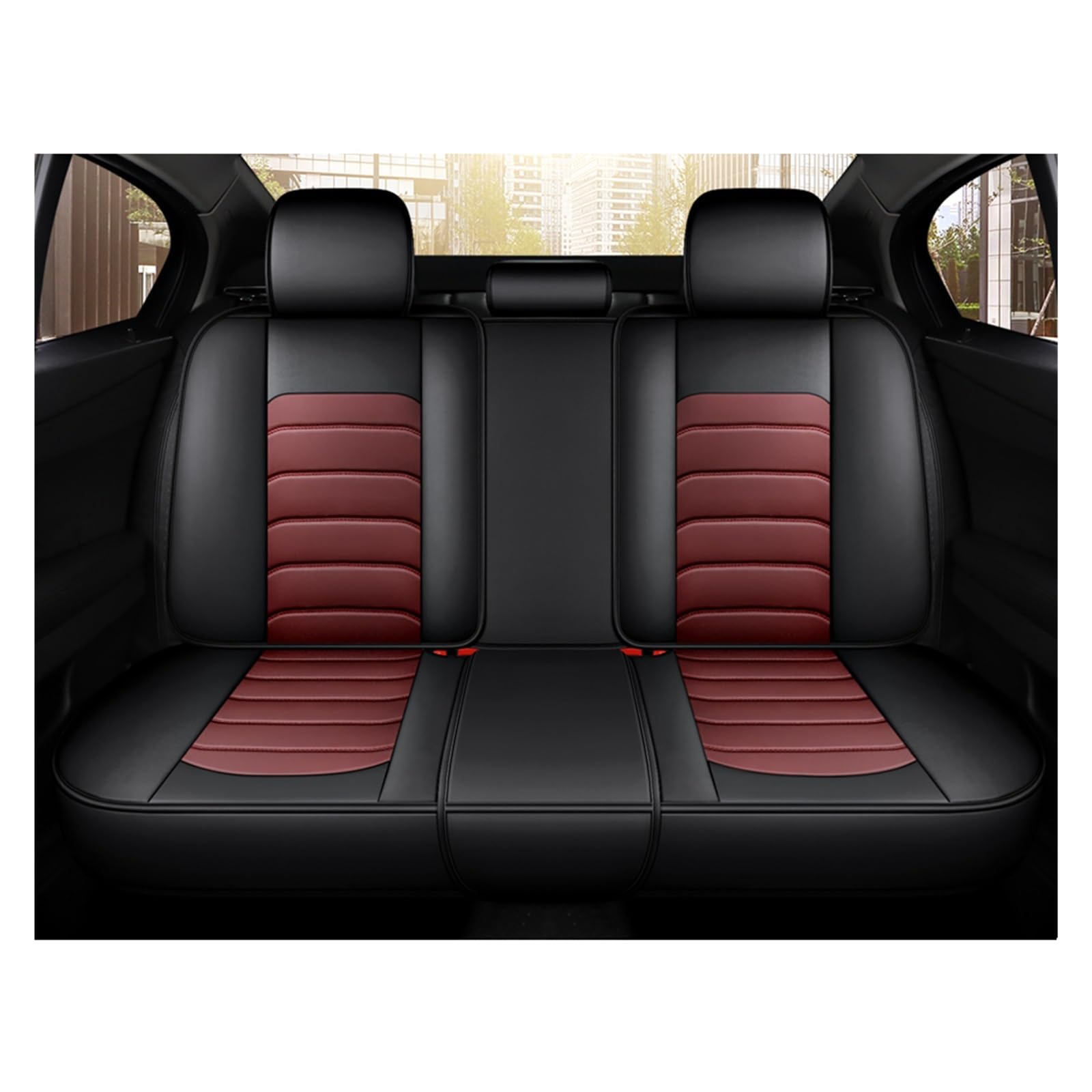 NITRIMS Autositzbezüge Autositzbezüge aus Leder für Polo, für Limousine, für VW, für Touareg, für Touran, Zubehör Auto Sitzbezüge(Wine Red Rear) von NITRIMS