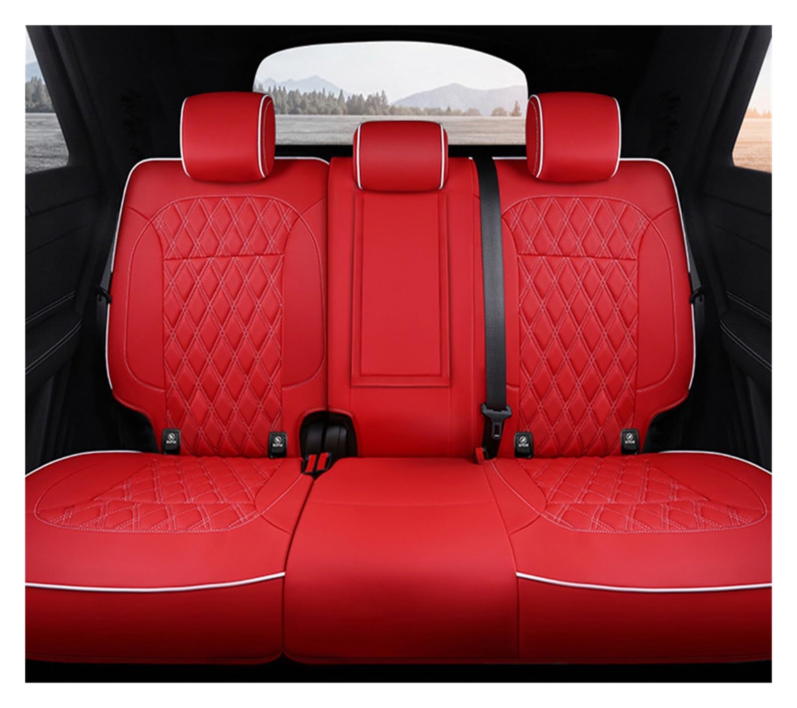 NITRIMS Autositzbezüge Autositzbezüge für FIAT für 500 2011–2014, individuelle Innenausstattung, echtes Leder, Auto Auto Sitzbezüge(Rear Seats 2) von NITRIMS