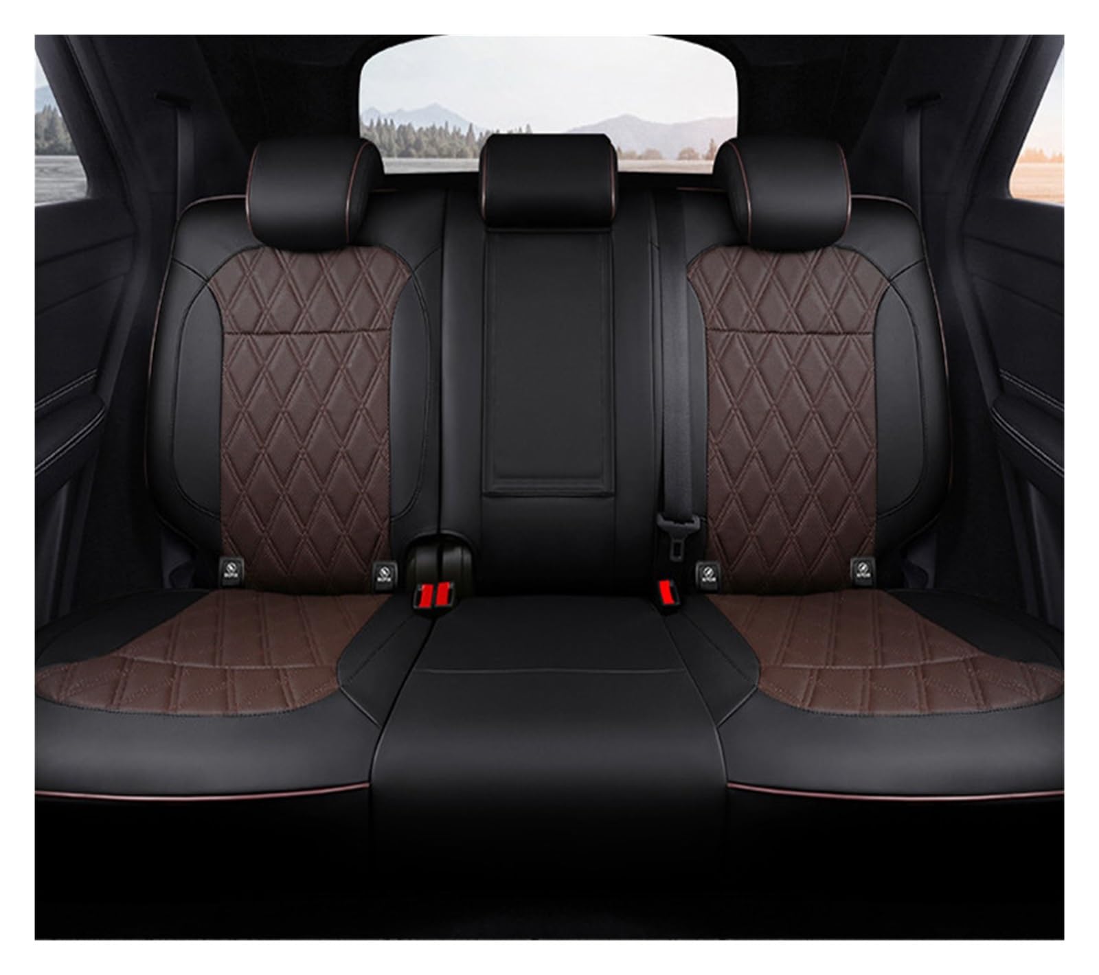 NITRIMS Autositzbezüge Autositzbezüge für FIAT für 500 2011–2014, individuelle Innenausstattung, echtes Leder, Auto Auto Sitzbezüge(Rear Seats 3) von NITRIMS