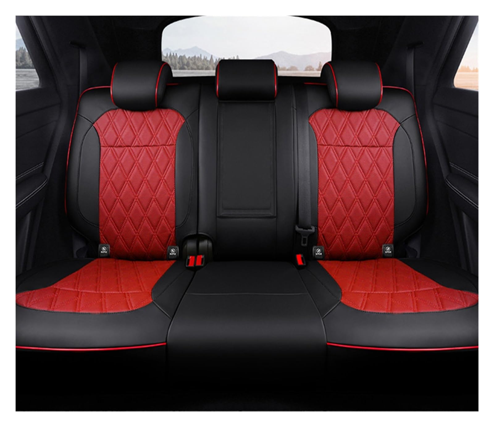 NITRIMS Autositzbezüge Autositzbezüge für FIAT für 500 2011–2014, individuelle Innenausstattung, echtes Leder, Auto Auto Sitzbezüge(Rear Seats 4) von NITRIMS