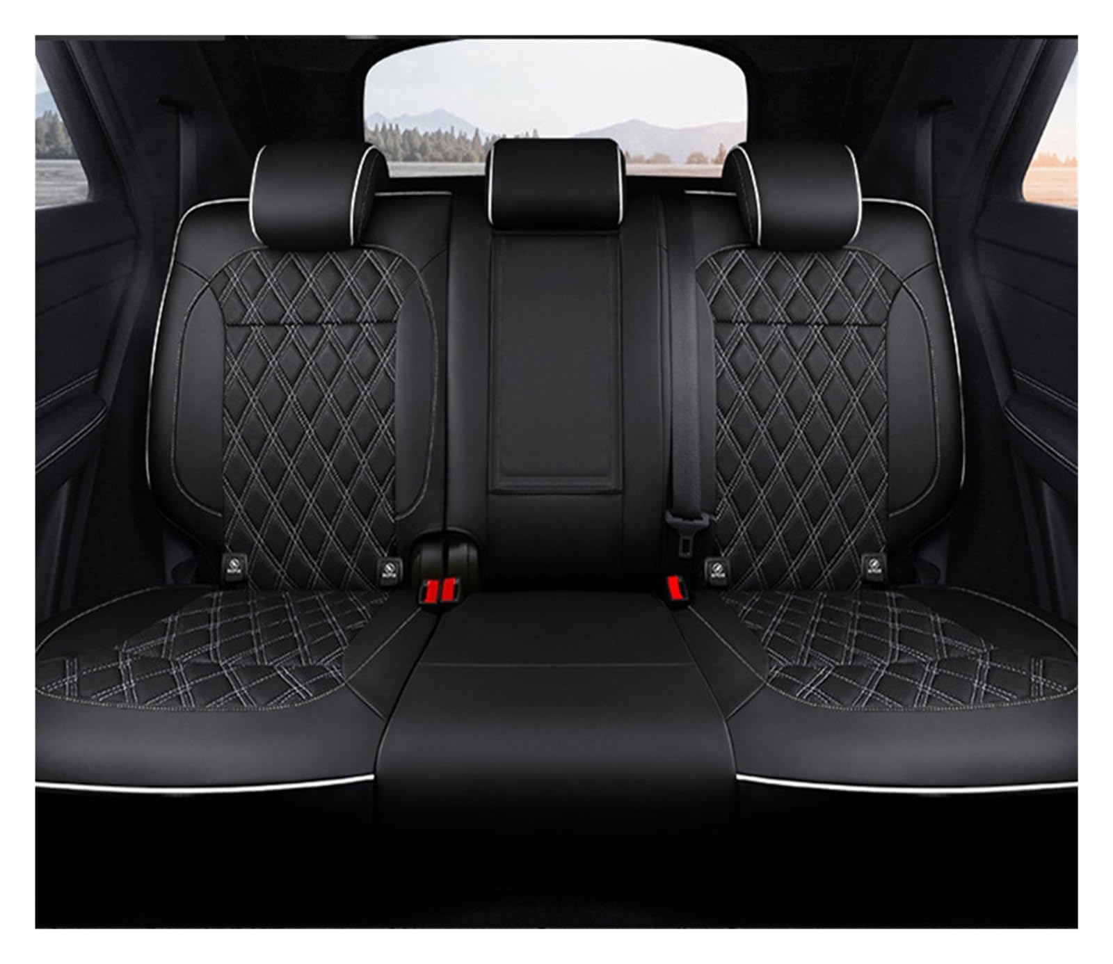 NITRIMS Autositzbezüge Autositzbezüge für FIAT für 500 2011–2014, individuelle Innenausstattung, echtes Leder, Auto Auto Sitzbezüge(Rear Seats 5) von NITRIMS